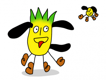 Super heroino Piña Perro y su kwami de poder
